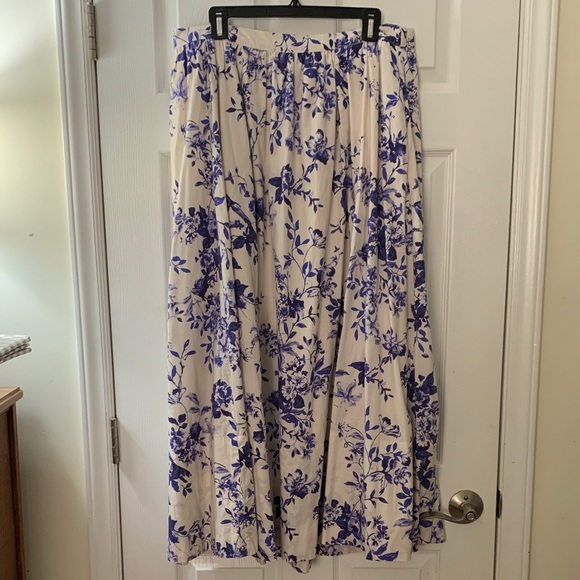 Anthropologie jacie Floral Blue and White Women's Skirt sz XL - Picture 2 of 8